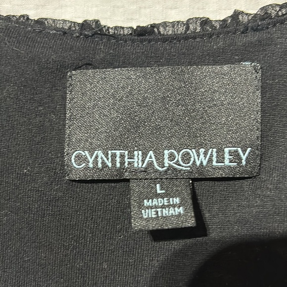 Cynthia Rowley L black on black matte sequined long top euc dressy slimming - Picture 2 of 9